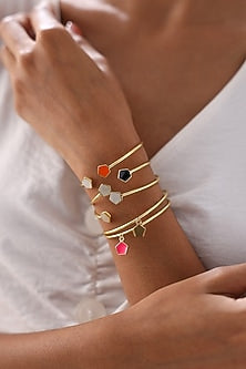 Gold Finish Enameled Bangle