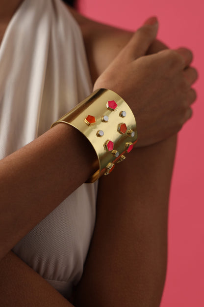 Gold Finish Enameled Bangle