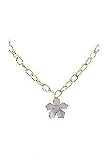 Gold Finish Mother Of Pearl Floral Necklace