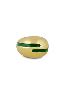 Gold Plated Green Enameled Ring