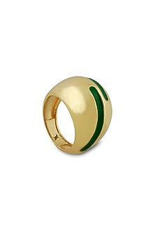 Gold Plated Green Enameled Ring
