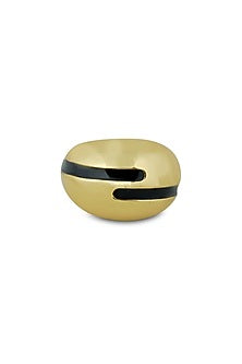 Gold Plated Black Enameled Ring