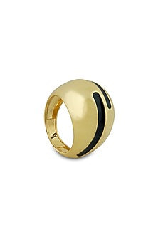Gold Plated Black Enameled Ring