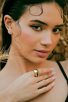 Gold Plated Black Enameled Ring