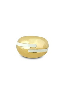 Gold Plated White Enameled Ring