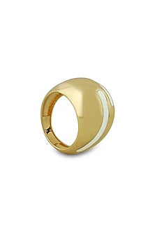 Gold Plated White Enameled Ring