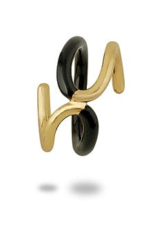 Gold Plated Black Enameled Reversible Ring