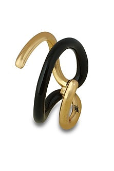 Gold Plated Black Enameled Reversible Ring