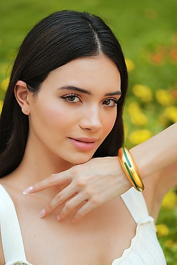 Gold Plated Green Enameled Circlet Bangle