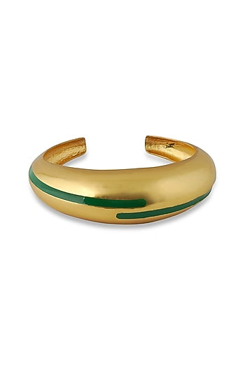 Gold Plated Green Enameled Circlet Bangle