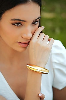 Gold Plated White Enameled Circlet Bangle