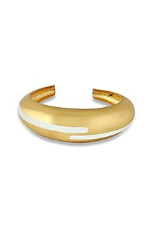 Gold Plated White Enameled Circlet Bangle