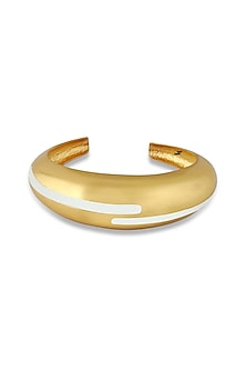 Gold Plated White Enameled Circlet Bangle