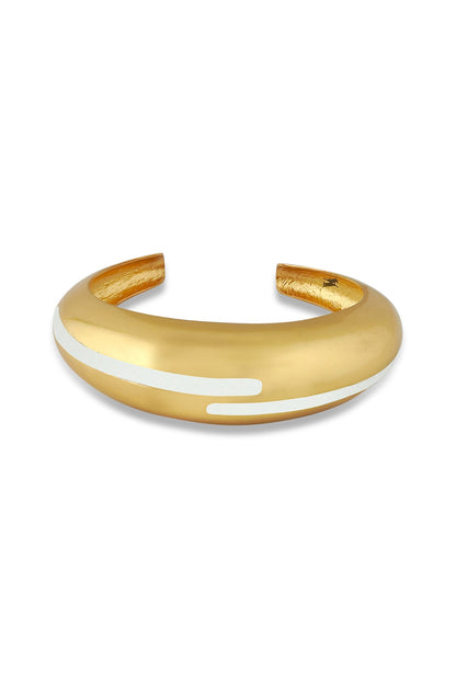 Gold Plated White Enameled Circlet Bangle
