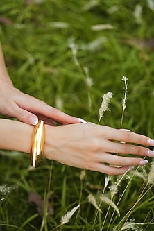 Gold Plated White Enameled Circlet Bangle