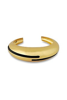 Gold Plated Black Enameled Circlet Bangle