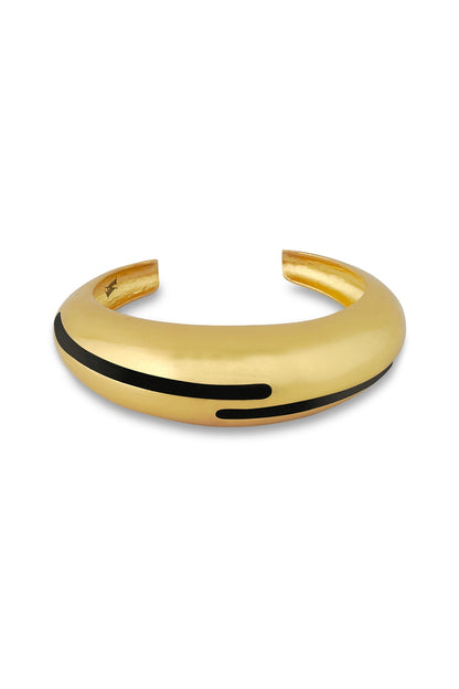 Gold Plated Black Enameled Circlet Bangle