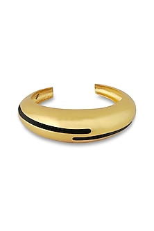 Gold Plated Black Enameled Circlet Bangle