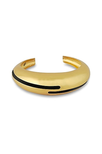 Gold Plated Black Enameled Circlet Bangle