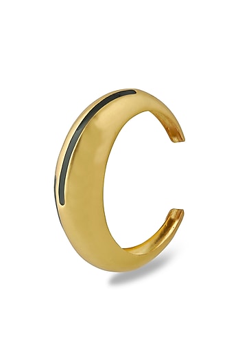 Gold Plated Black Enameled Circlet Bangle