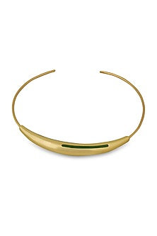 Gold Plated Green Enameled Necklace