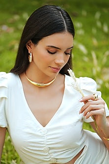 Gold Plated White Enameled Necklace