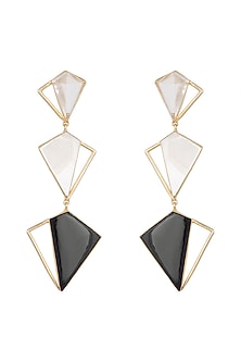 Gold Plated Black Onyx Long Earrings