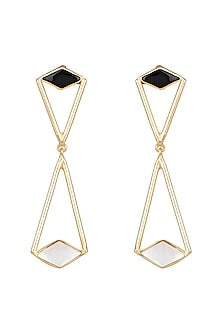 Gold Plated Black Onyx & White MOP Earrings