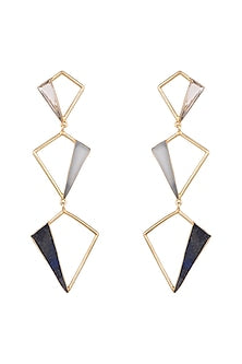 Gold Plated Light Blue Onyx Earrings