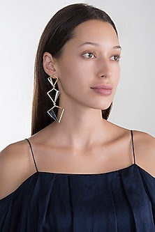 Gold Plated Light Blue Onyx Earrings
