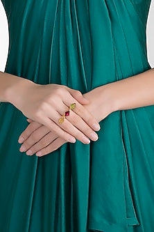 Gold Plated Pink Quartz Ring