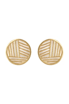 Gold Plated White MOP Stud Earrings