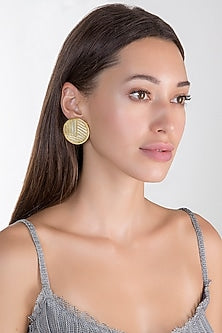 Gold Plated White MOP Stud Earrings
