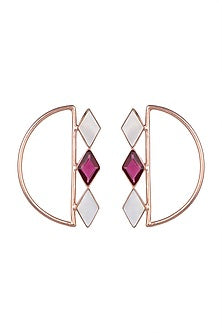 Rose Gold Plated Pink Quartz Stud Earrings