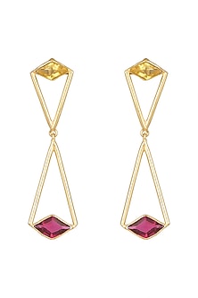 Gold Plated Citrine & Pink Quartz Earrings