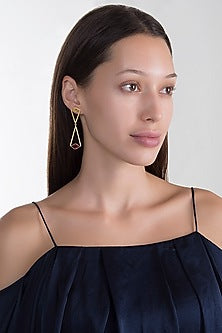 Gold Plated Citrine & Pink Quartz Earrings