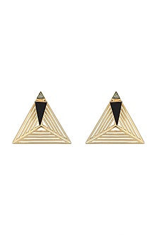 Gold Plated Black Onyx & Rock Crystal Earrings