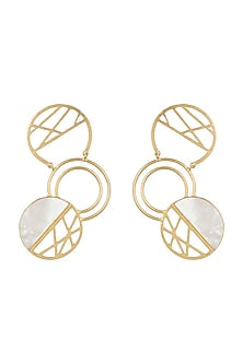 Gold Plated Semi-Precious White Stone Earrings