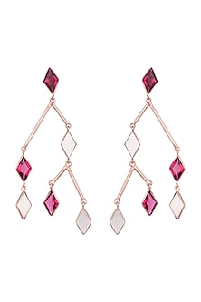 Rose Gold Plated Pink Quartz Earrings