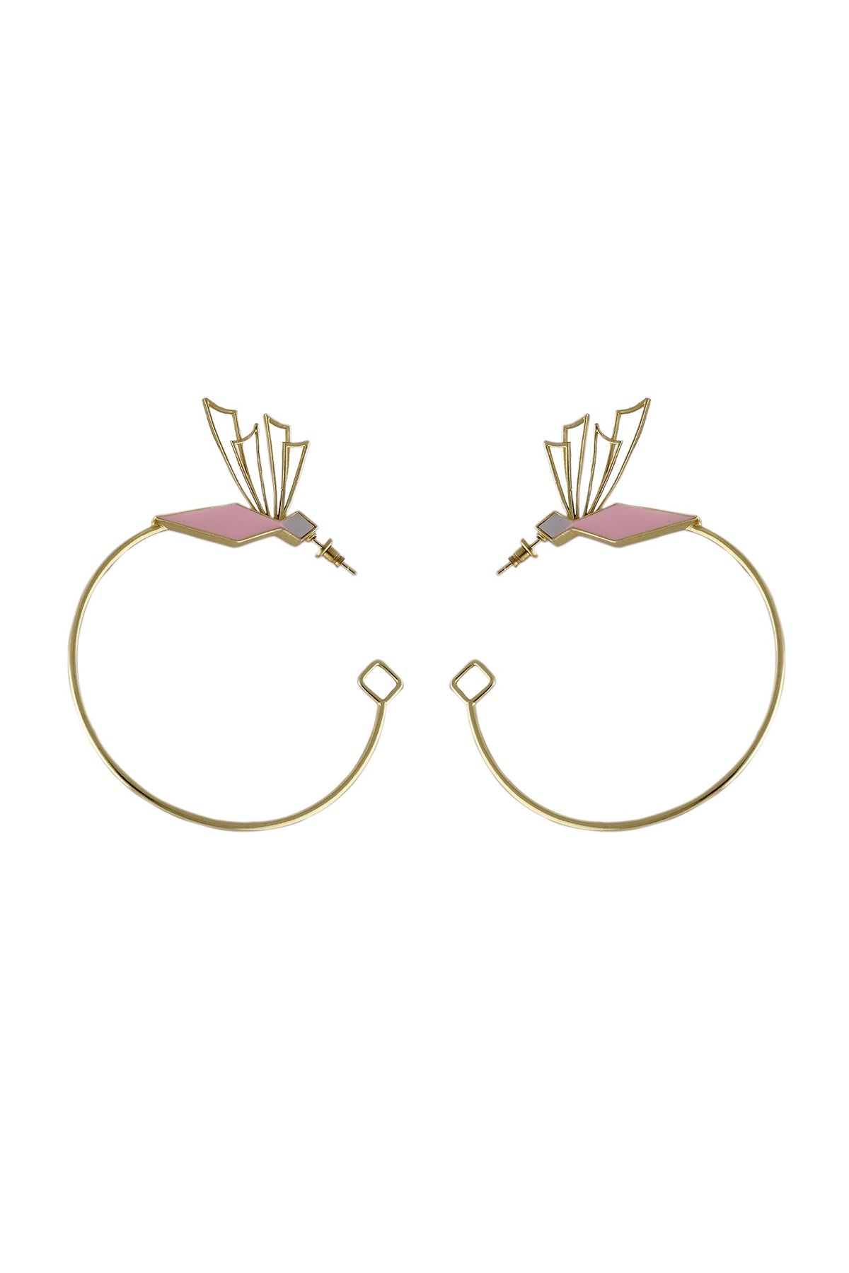 Gold Finish Enameled Hoop Earrings