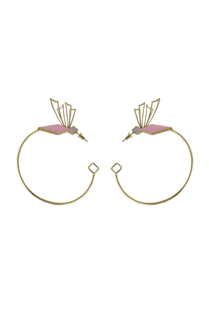 Gold Finish Enameled Hoop Earrings