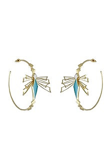 Gold Finish Hoop Earrings With Mother Of Pearl