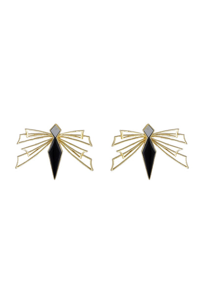 Gold Finish Enameled Stud Earrings