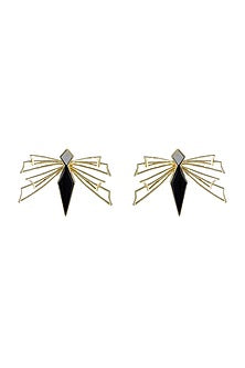 Gold Finish Enameled Stud Earrings