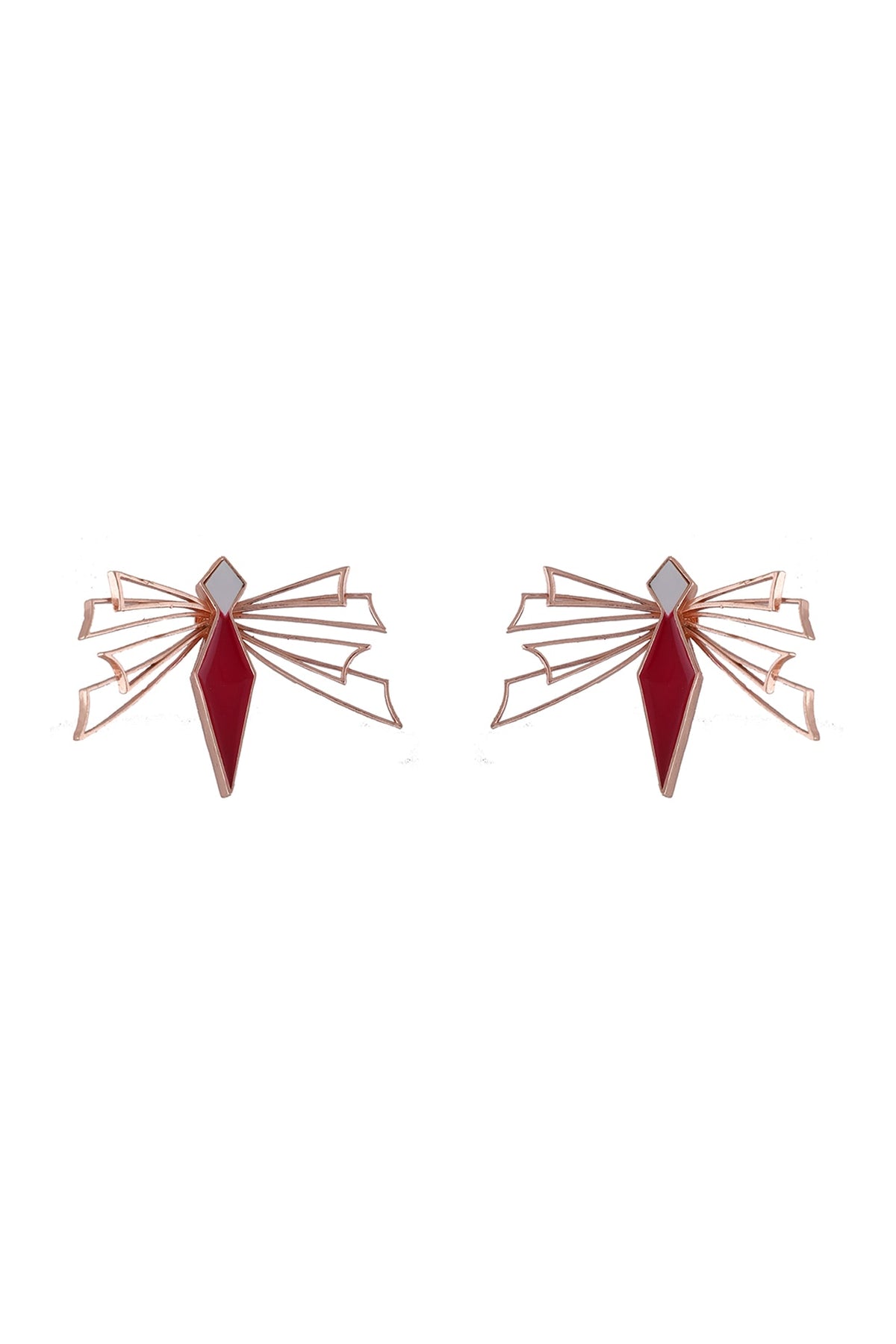 Rose Gold Finish Enameled Stud Earrings
