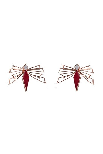 Rose Gold Finish Enameled Stud Earrings