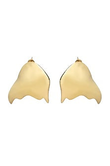 Gold Finish Ripple Stud Earrings