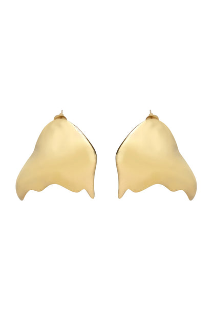 Gold Finish Ripple Stud Earrings