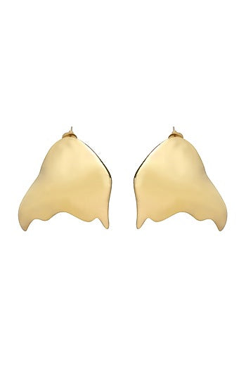 Gold Finish Ripple Stud Earrings