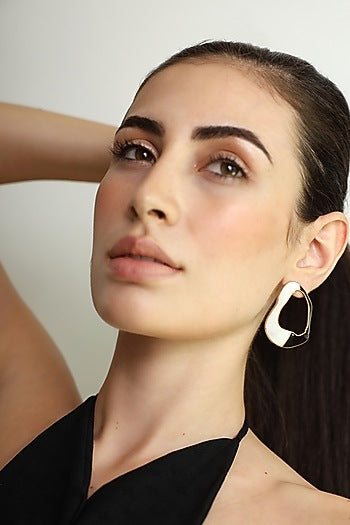 Gold Finish Enameled Cascade Stud Earrings